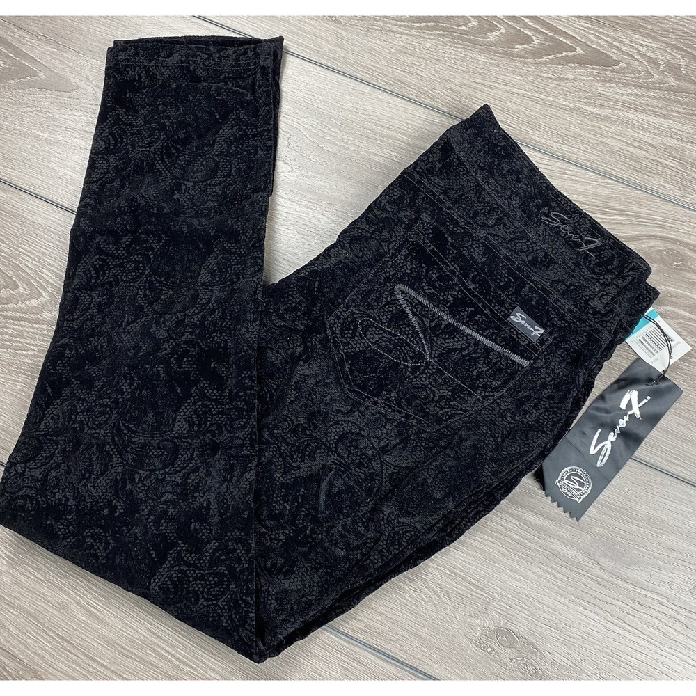 Seven‎ 7 Women's Velvet Paisley Patterned Jeans Black Size 16 New